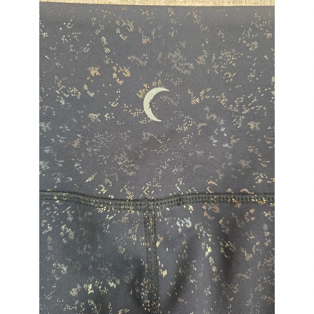 Zyia Active Womens Metallic Copper Foil Splatter High Waisted Leggings Black 6/8